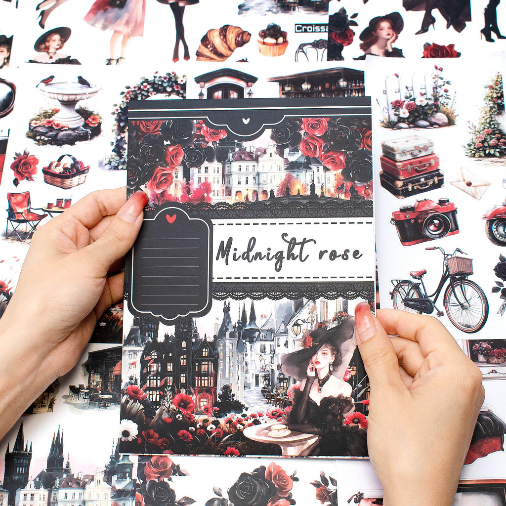 Midnight Rose · PET & Washi · Sticker & Paper Kit