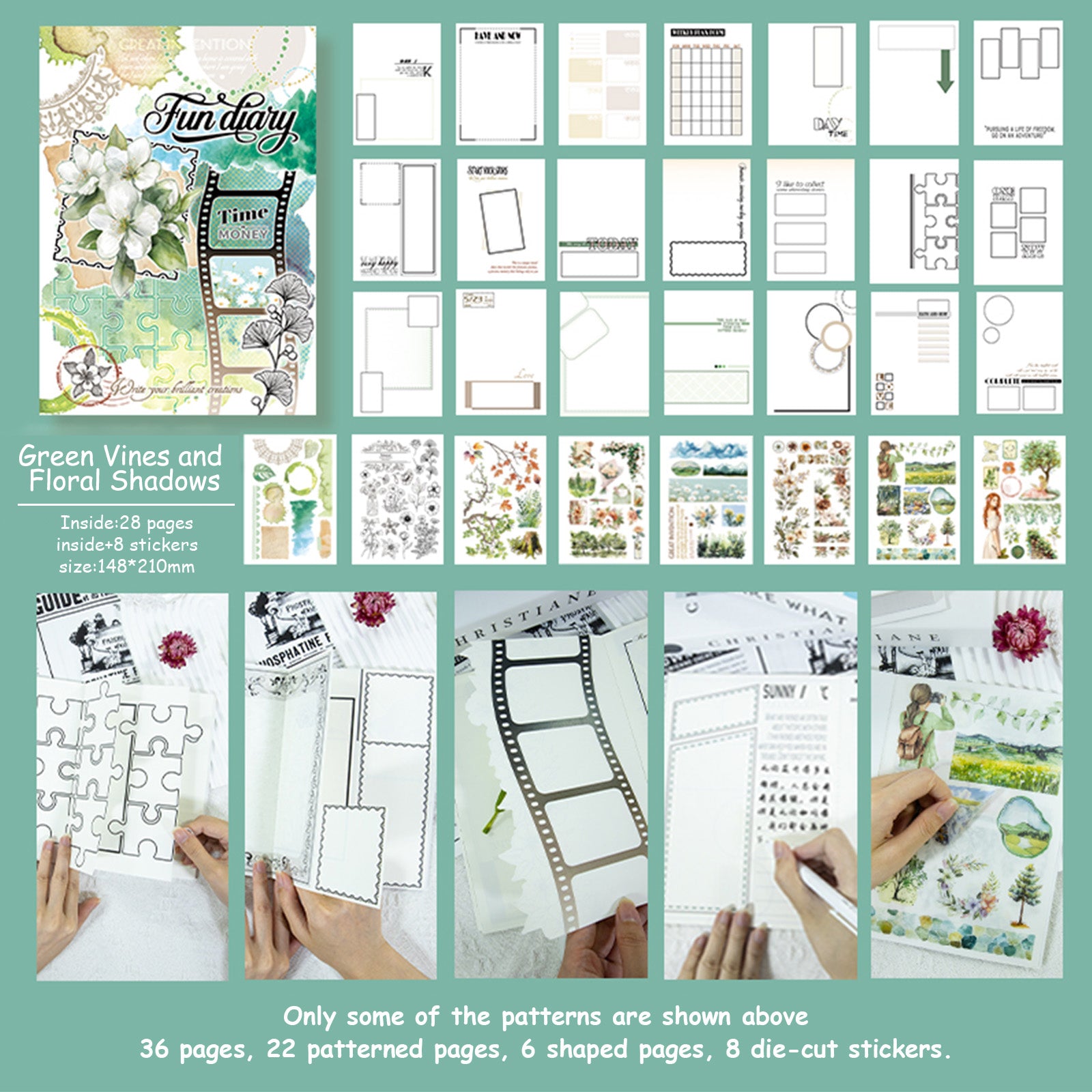 Green Vines and Floral Shadows · Scrapbook Journal