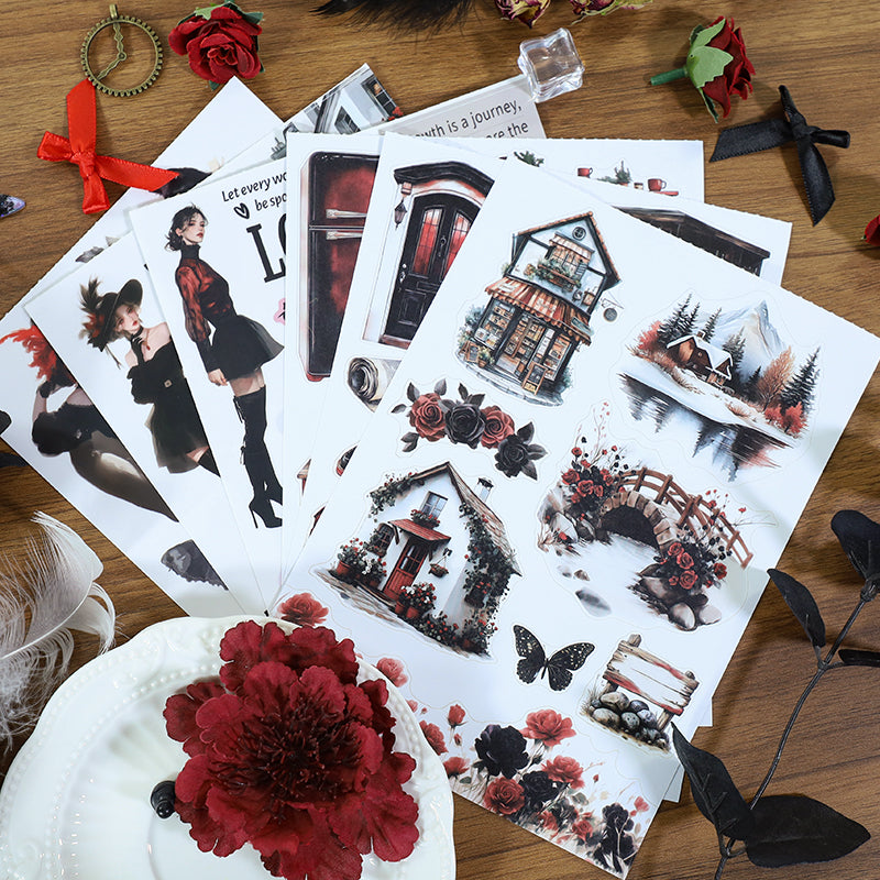 Midnight Rose · PET & Washi · Sticker & Paper Kit