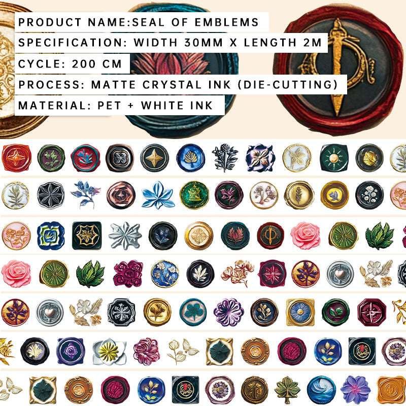 Seal of Emblems · Pre-Cut · Matte · Crystal Ink · PET Tape